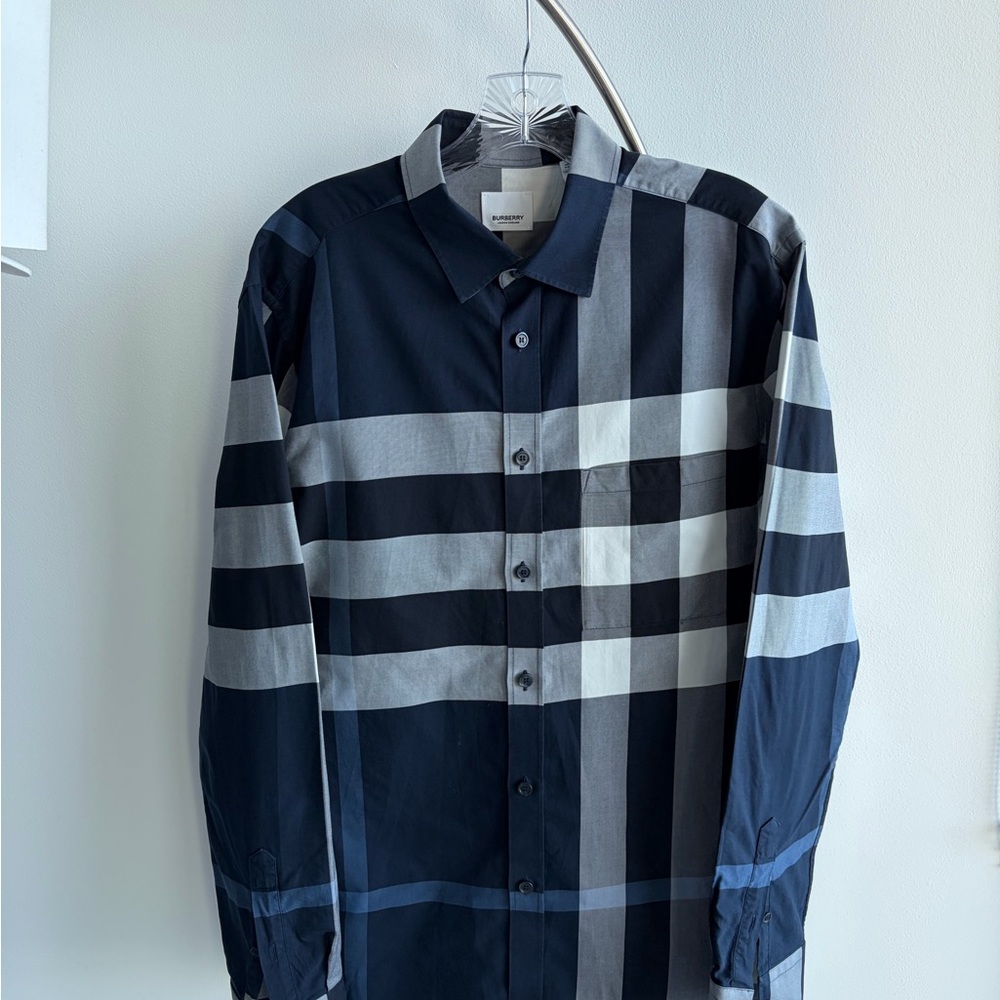 Burberry Men's Black and White Plaid Shirt - Picture 2 of 9